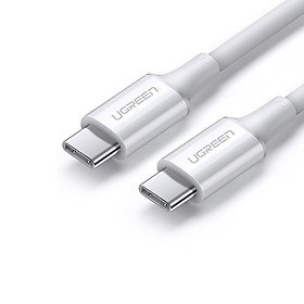 Cáp sạc nhanh 2 đầu USB-C 2.0 Ugreen 80369 dài 0.5M 100W 5A Màu trắng Hàng chính hãng