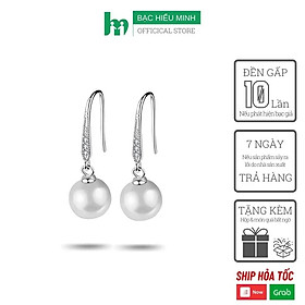 Hoa Tai Bạc Hiểu Minh HT283 Ngọc Trai Thanh Mảnh
