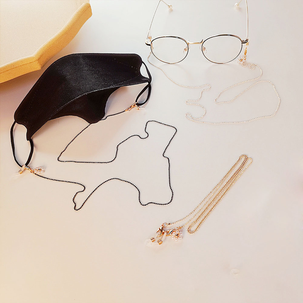 Dây đeo mắt kính xích bi tròn nhiều màu phối hoa ngọc trai điểm nhấn đẹp độc lạ handmade dây chuyền vòng cổ đeo airpod