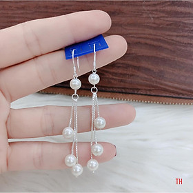 Bông tai móc tua trai chất liệu bạc s925 MS08n