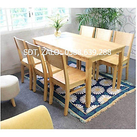 Bộ bàn ăn cherry tự nhiên mặt gỗ 1m6 + 6 ghế cherry  Thương hiệu Nội Thất Bình Long 