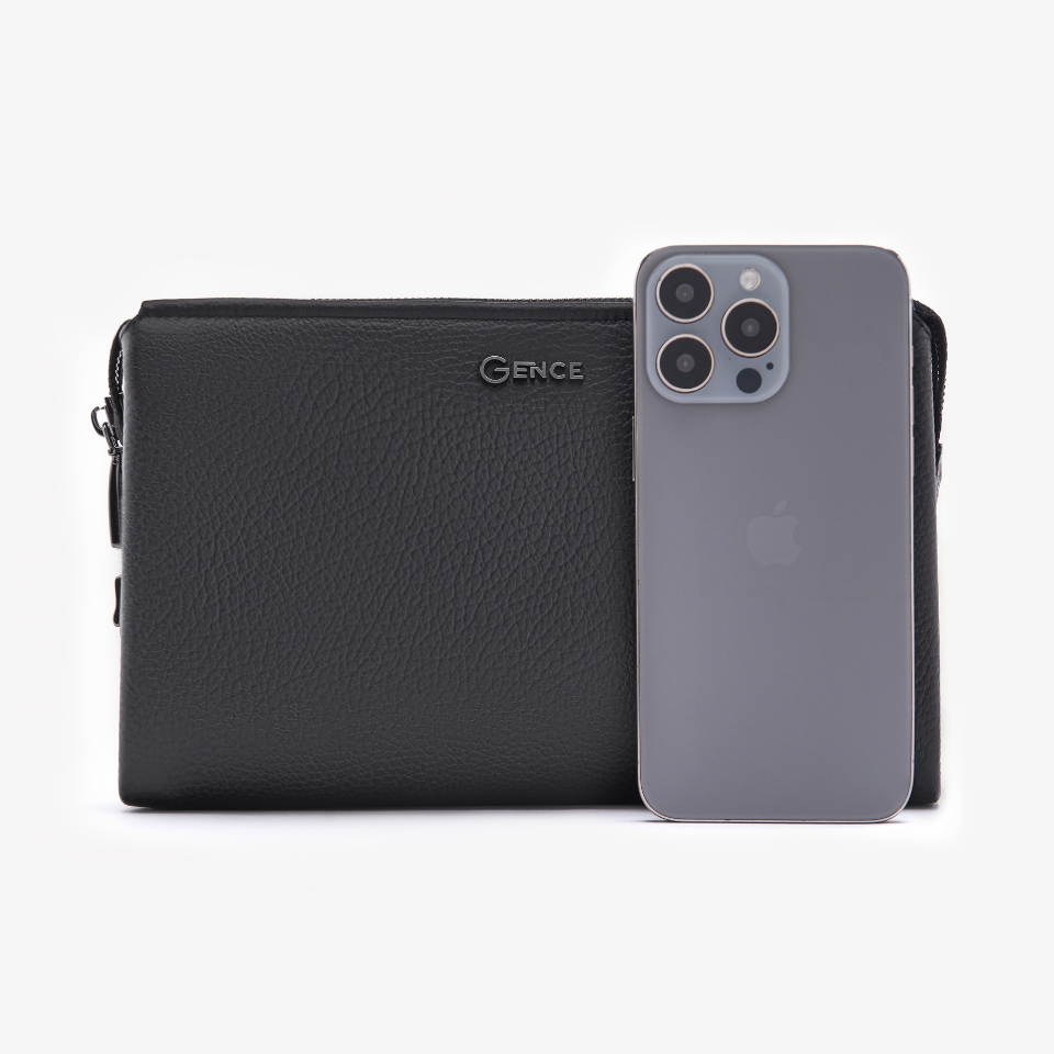 Ví Cầm Tay Clutch Nam Chính Hãng GENCE RB06 Da Bò Khóa Vân Tay Cao Cấp Màu Đen