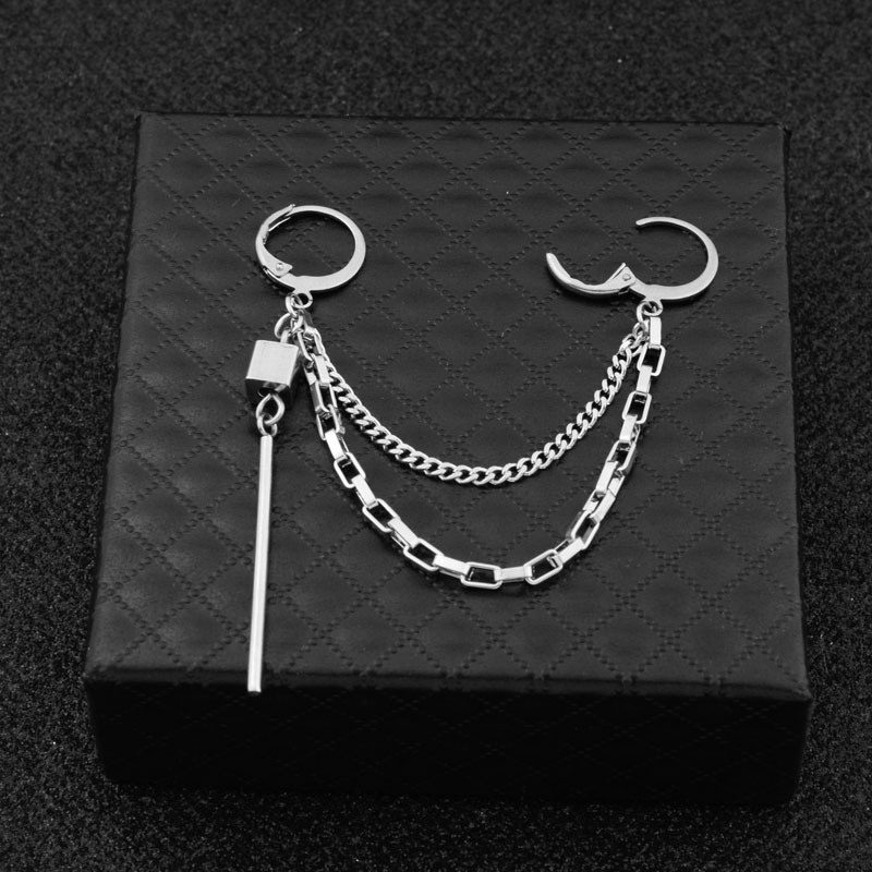 Bông tai unisex ôm vành họa tiết hình học độc lạ thời trang