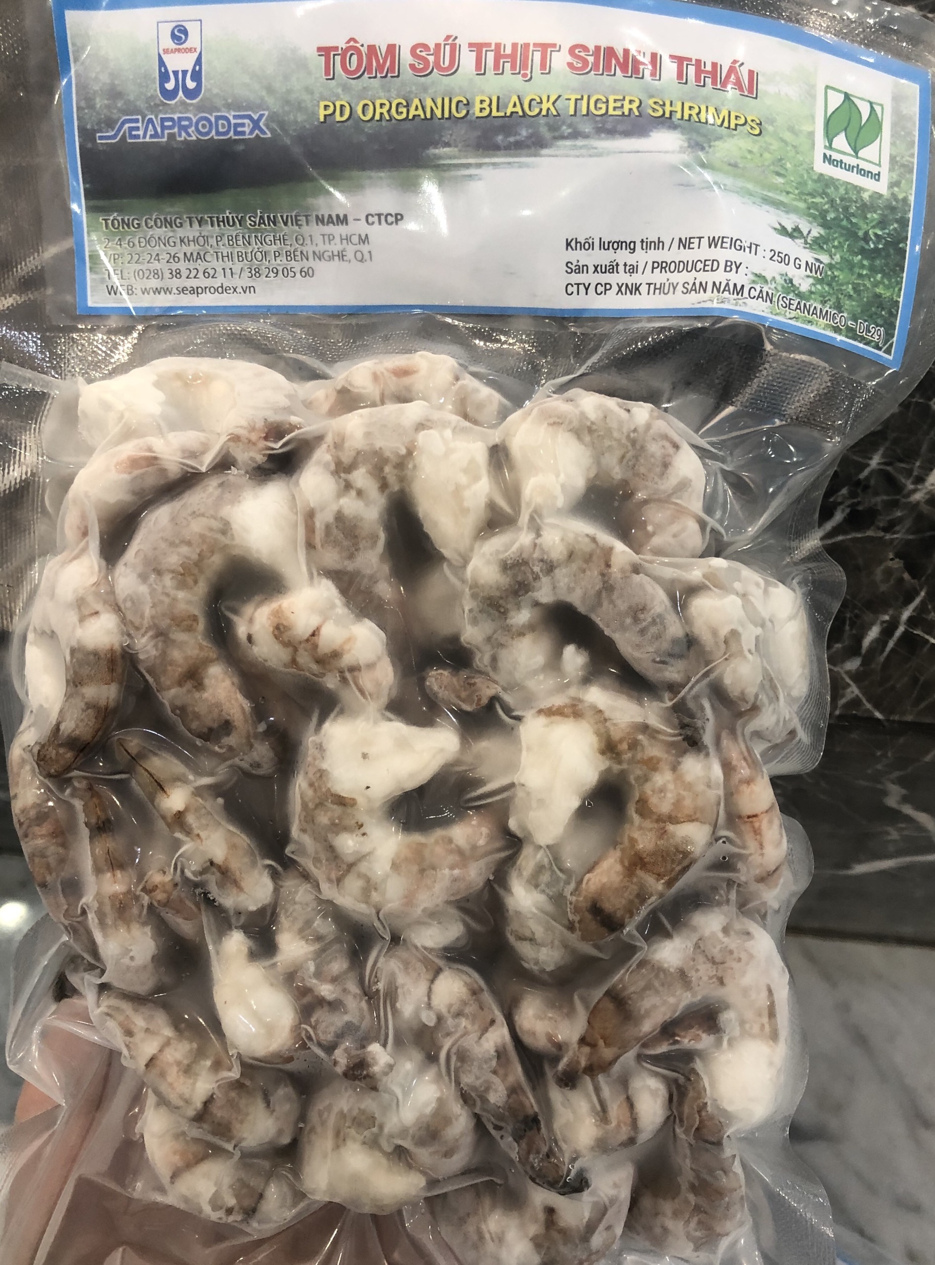 Tôm sú thịt sinh thái Seaprodex kích cỡ 41/50-250gr.