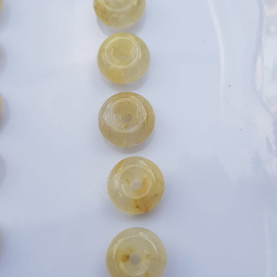 Bộ Trang Sức Phong Thủy 5 Đồng tiền đá thạch anh tóc vàng may mắn tài lộc Size đk 10mm x cao 4,5mm x lỗ 2mm mệnh Kim mệnh Thổ và mệnh Thủy Nữ phối lên bộ lắc tay hay mặt dây chuyền vàng đeo xinh đẹp may mắn ạ