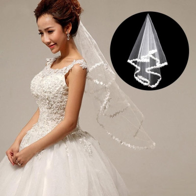 Voan (lúp) cài tóc, Mạng che mặt dạng miếng cho Cô dâu và Dạ hội, đi tiệc, sự kiện màu trắng kem viền ren (nhiều mẫu giao ngẫu nhiên)
