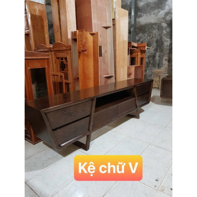 Kệ tivi chữ V gỗ Sồi Nga