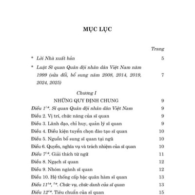 Luật Sĩ quan quân đội nhân dân Việt Nam năm 1999 (sửa  đổi, bổ sung năm 2008, 2014, 2019, 2024)