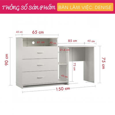 Bàn máy tính tại nhà bằng gỗ thiết kế nhỏ gọn SMLIFE Denise