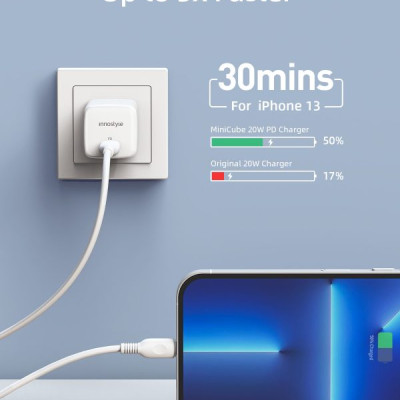 Sạc Nhanh Innostyle Ultra Minicube 20W Siêu Nhỏ Dành Cho Điện Thoại Hàng Chính Hãng