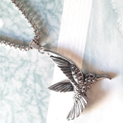 Dây chuyền nam mặt chim Ưng cá tính, mặt hợp kim không gỉ si mạ, dây titanium cao cấp dài 50cm, rộng 3-4mm