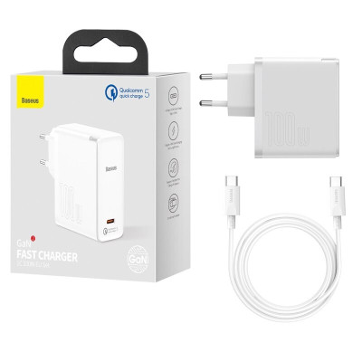 Bộ sạc siêu nhanh Baseus GaN2 Fast Charger 1C 100W (GaN2 Technology, QC5.0/QC4.0/PD3.0/ PPS Multi Quick Charge Protocol Support) - Hàng Chính Hãng 