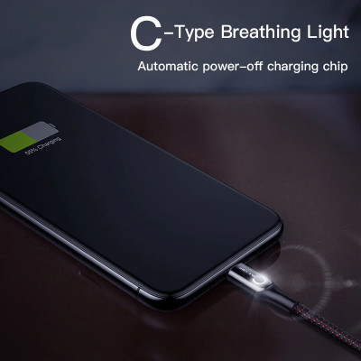 Dây Cáp sạc Type-C tự ngắt Baseus C Shape Light (2.4A, LED, Intelligent power-off) -  Hàng chính hãng