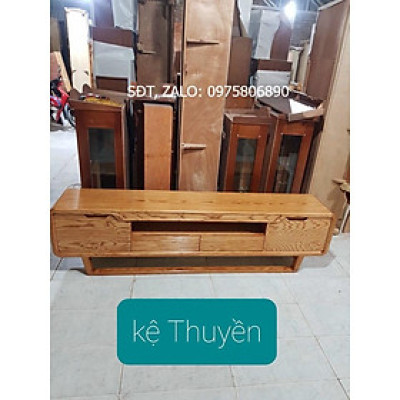 Kệ tivi thuyền, gỗ sồi dài 2m, 2m2, 2m4