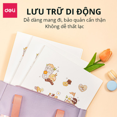 File Lá Đựng Tài Liệu A4 / Túi Tài Liệu Lá A4 30 Lá 40 Lá Màu Pastel Họa Tiết Cute Deli -Lưu Trữ Tài Liệu Chứng Từ Hồ Sơ Phù Hợp Học Sinh Văn Phòng - PQ312