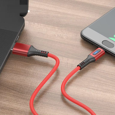 Cáp sạc nhanh thông minh Type-C  Hoco chống gãy gập dài 1.2m ( 2 màu)- Hảng chính hãng