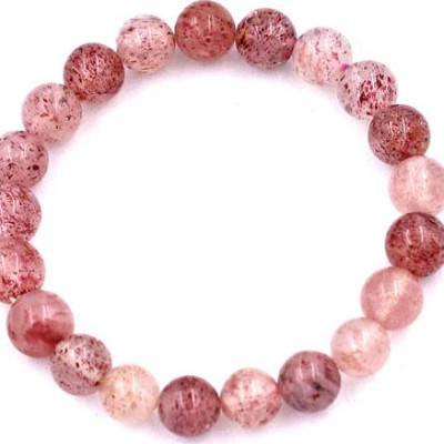 Vòng đeo tay Thạch Anh Dâu Tây 8 ly 21 hạt - hợp mệnh Hỏa, mệnh Thổ