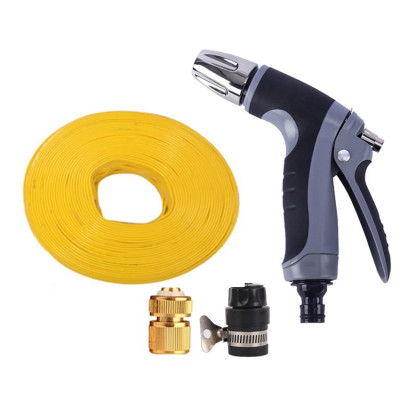 Bộ dây và vòi xịt tăng áp rửa xe tưới cây 10M (cút đồng nối nhựa đen) 206817