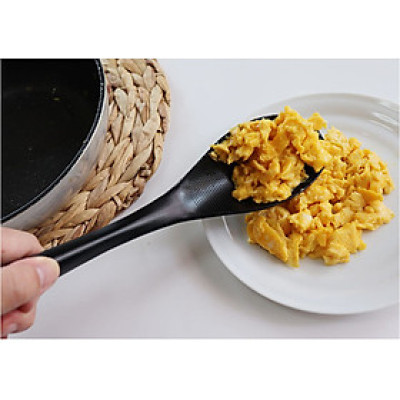 Muôi cơm kháng khuẩn cán dài Echo Metal 25cm màu đen - Nội địa Nhật Bản