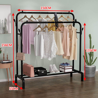 Giá Treo Quần Áo Đôi 2 Thanh Giá Phơi Đồ Để Đồ Tiện Lợi Bằng Thép Carbon Sơn Tĩnh Điện VANDO