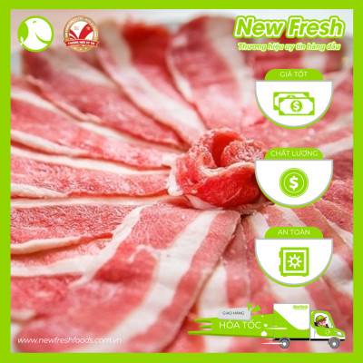 [GIAO NHANH HCM] Ba Chỉ Bò Mỹ Cắt Trải Nhúng Lẩu - Khay 500Gr