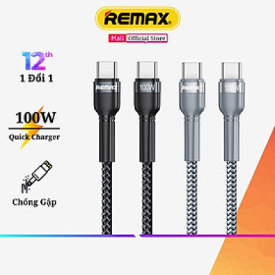 Cáp sạc nhanh Type C to Type C 100W Remax RC-172c Type C 100W cho Laptop , Tab Samsung S22 S21 Ultra Xiaomi Mi 12 - Hàng Chính Hãng Remax