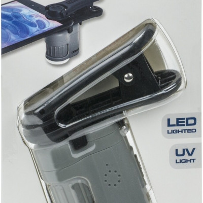 Kính hiển vi bỏ túi kèm kẹp điện thoại Carson MM-380 (20x, có đèn Led, đèn UV soi tiền) - Hàng chính hãng