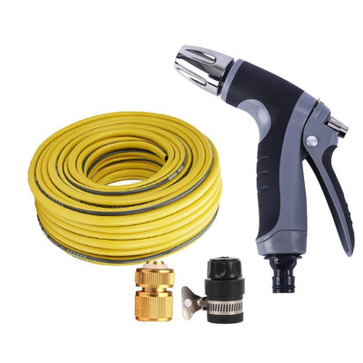 Bộ dây và vòi xịt tăng áp rửa xe tưới cây 10M (cút đồng nối nhựa đen) 206817