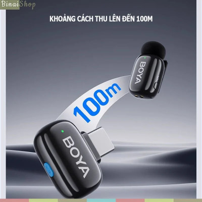 BOYA Mini (Bản Mới 2024) - Micro Đầu Ngón Tay Không Dây, Kẹp Áo, Dùng Cho Điện Thoại, Bắt Xa 100m, Chống Ồn - Hàng chính hãng