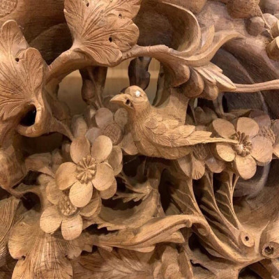 Sập Nằm Thập Điểu Quần Mai Cỡ Đại Gỗ Gụ Nam Phi