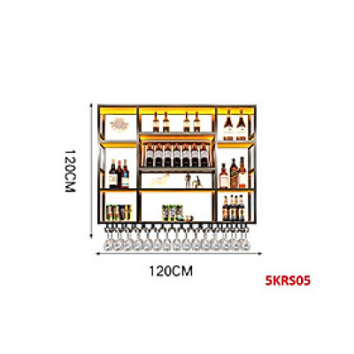 KỆ TRƯNG RƯỢU KHUNG SẮT – MẶT GỖ CÓ ĐÈN 5KRS05 - NỘI THẤT LẮP RÁP VIENDONGADV