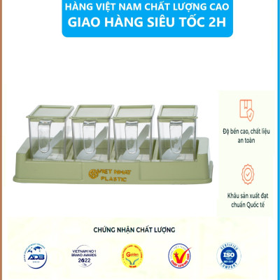 Bộ 4 Lọ Đựng Gia Vị Có Muỗng Nhựa Việt Nhật - Lọ Đựng Gia Vị Chất Liệu Nhựa PP An Toàn - Hàng Việt Nam