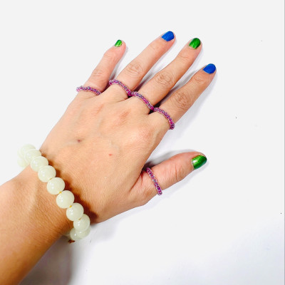 PHỤ KIỆN NỮ HANDMADE MÀU TÍM MÃ 07 DẠNG TRÒN TRONG SUỐT LẤP LÁNH