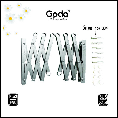 Giàn phơi xếp ống 19 inox 304 loại 1.2m loại mới (4 ống) GD-154