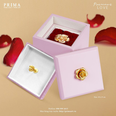 PRIMA Hộp Trang Sức Sơn mài & Hoa Hồng mạ Vàng 24K - Màu hồng - 422D3156-02
