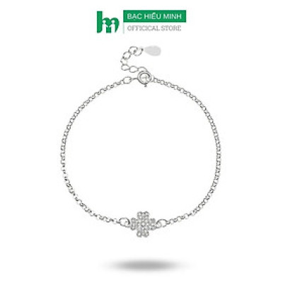 Lắc Tay Nữ Bạc Ta Cỏ 4 Lá Đính Đá May Mắn Bạc Hiểu Minh LTU576