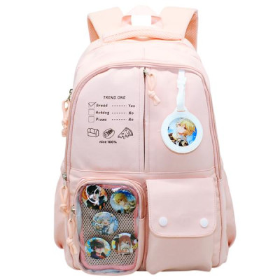 Ba Lô Thời Trang Đính Huy Hiệu Hoạt Hình - Baoding Yunxi 3-012 - Màu Hồng