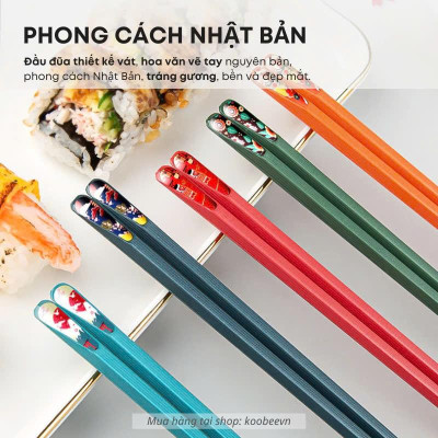 Bộ 5 Đôi Đũa Kiểu Nhật Nhiều Màu Bằng Sợi Thuỷ Tinh Chống Trượt
