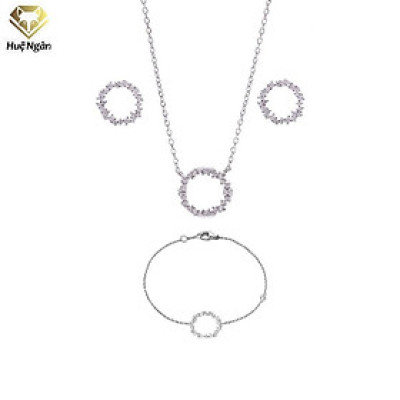 Combo dây chuyền lắc tay và khuyên tai bạc Ý 925 Huệ Ngân - Huyền thoại biển xanh PP1528-RYE140938-RYB140125
