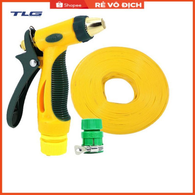 Bộ dây vòi xịt nước rửa xe,tưới cây tăng áp 3 lần 15M( nối nhựa xanh) 206317