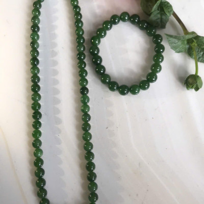 Bộ Vòng Chuỗi Đeo Cổ 8li Và Vòng Tay 9li5 Đá Ngọc Phật Xanh tự nhiên đẹp hay ngọc bích Màu xanh ngọc bích bóng đẹp món quà tặng Mẹ tặng cho mình và người thân nữ đeo đẹp ý nghĩa ạ