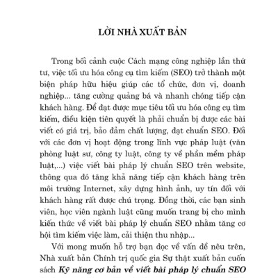 Sách - Kỹ Năng Cơ Bản Về Viết Bài Pháp Lý Chuẩn SEO
