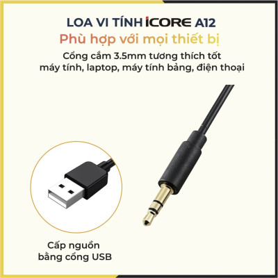 Loa Vi Tính 2.0 iCore A12 - Hàng Chính Hãng
