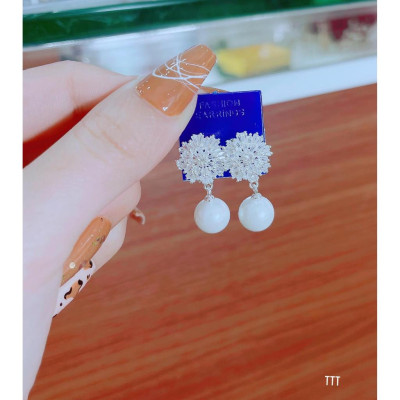 Bông tai bạc thời trang gắn trai chất liệu bằng bạc s925 MS08g
