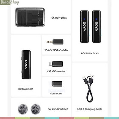 BOYALINK 2 / BOYALINK 2 A1 - Micro Cài Áo Không Dây 2.4GHz Cho IOS, Android, Máy Ảnh, Phạm Vi Thu 300m - Hàng chính hãng