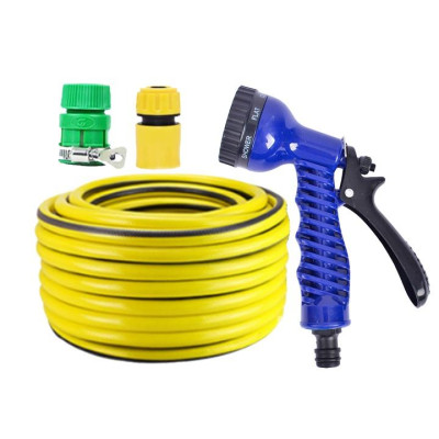 Tưới cây rửa xe Bộ dây và vòi xịt tăng áp lực nước 300% loại 25m cút nhựa,nối nhựa 206843