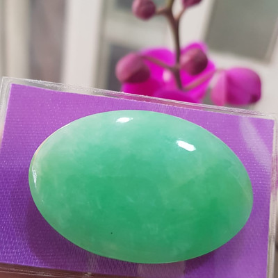 Mặt Lắc Tay Oval to đá ngọc cẩm thạch xanh tự nhiên Size đại Dài 42mm x ngang 28mm x dầy 4mm Nữ lên lắc tay vàng 1 mặt Oval to đẹp sang lắm món quà tặng Mẹ, tặng vợ người thân yêu ý nghĩa ạ