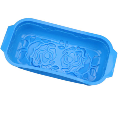 Khuôn silicon làm đế bánh, rau câu, bánh mì hình chữ nhật hoa hồng đôi kèm lá - Loại 29 cm - Mã số 1109