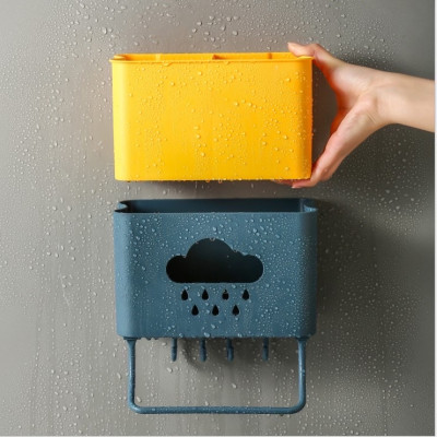 Hộp đựng đũa muỗng treo tường kèm móc treo khăn và dụng cụ bếp, ống đựng đũa muỗng hình đám mây