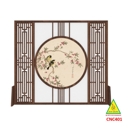 Bình phong gỗ khung tranh cắt CNC cho phòng khách, nhà bếp, nhà hàng, spa CNC401 - Nội thất lắp ráp Viendong Adv